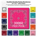 22"x22" Stock Paisley Hot Pink Imported 100% Cotton Bandanna